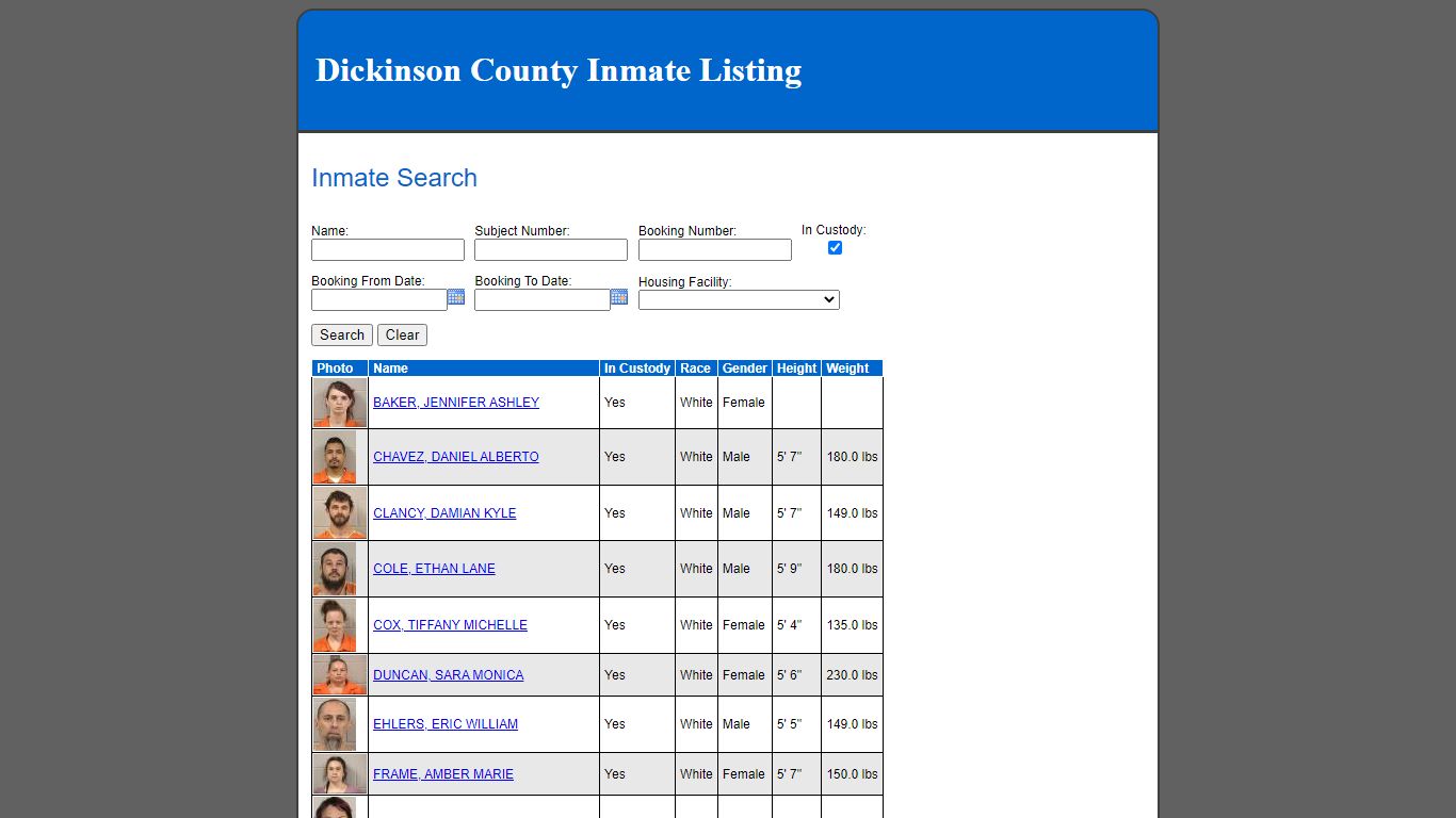 Inmate Search